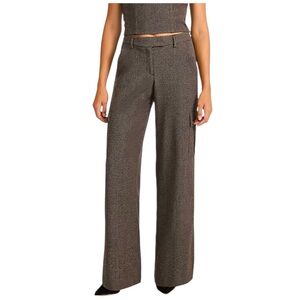 Express Editor Mini Houndstooth Mid Rise Relaxed Cargo Trouser